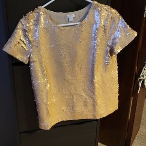 J Crew matte gold sequin tee